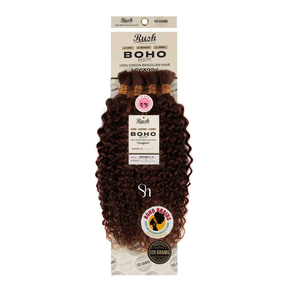 RUSH 100% Virgin Brazilian Boho Braids Water Wave Bulk 17"-19"