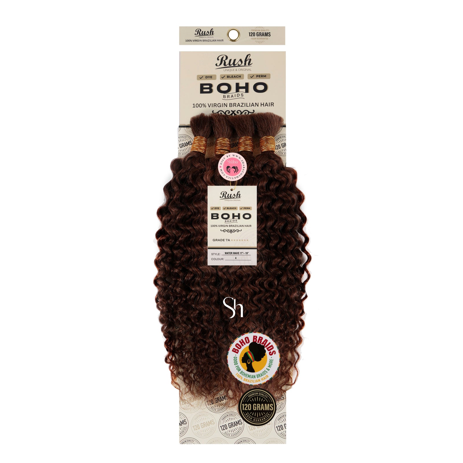 RUSH 100% Virgin Brazilian Boho Braids Water Wave Bulk 17"-19"
