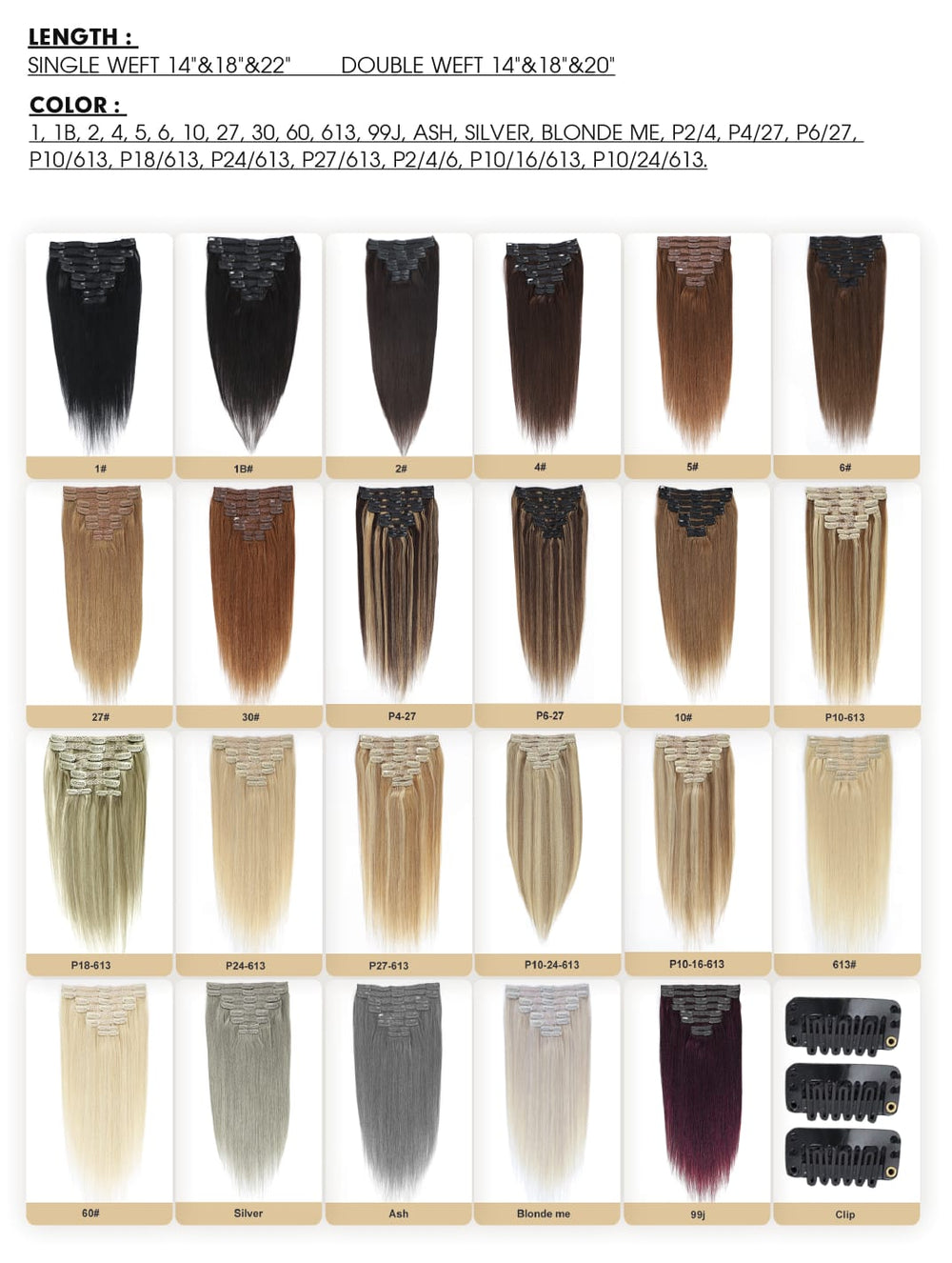 Dressmaker 8-Piece 20" Clip-In Hair Extensions Double Weft Straight