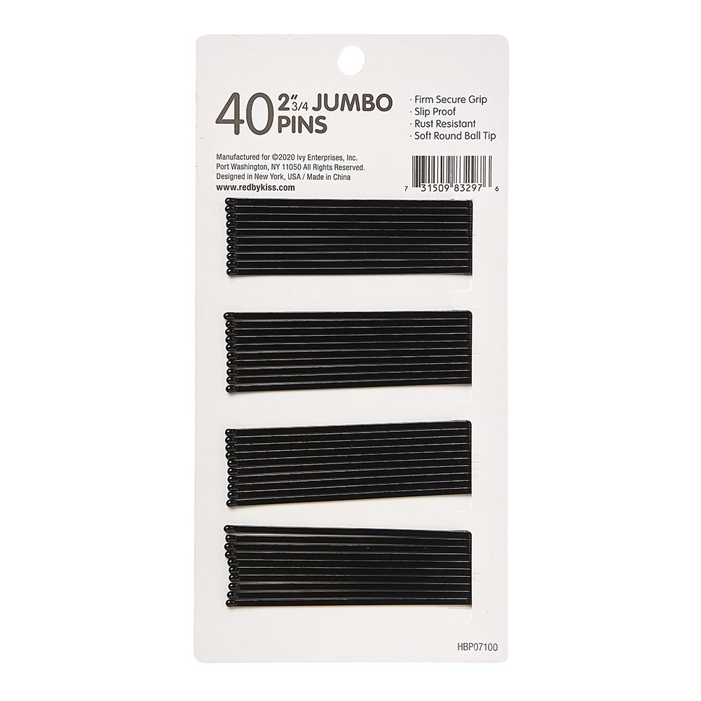 Red By Kiss Bob Pins Jumbo 2 3/4" 40 OCT BLACK