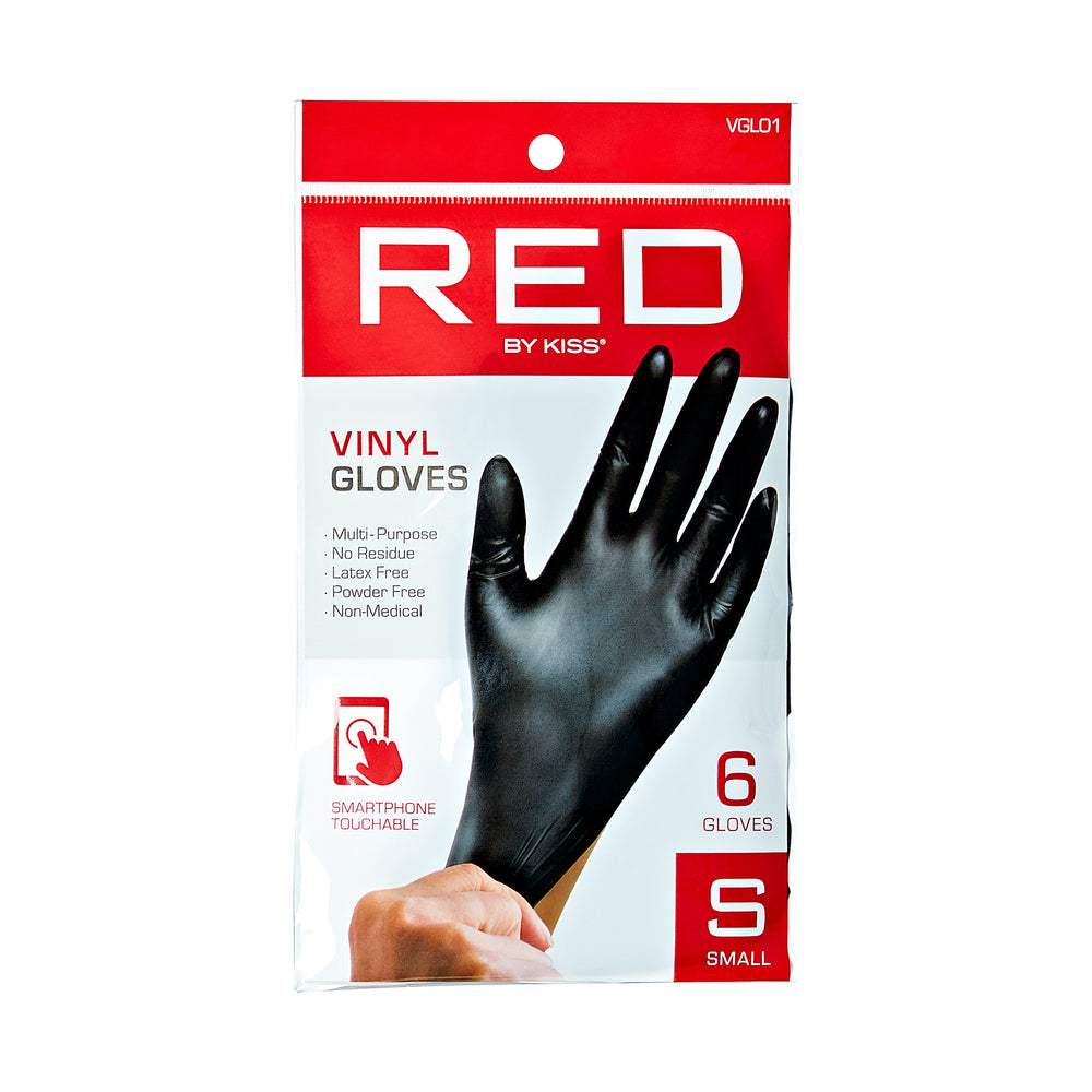 Red By Kiss Black Vinyl Gloves (6pcs)  For Professionals & Beginners