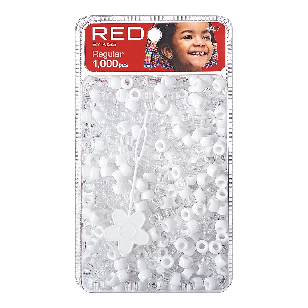 Red By Kiss Regular Hair Beads (1000pcs) White&Clear