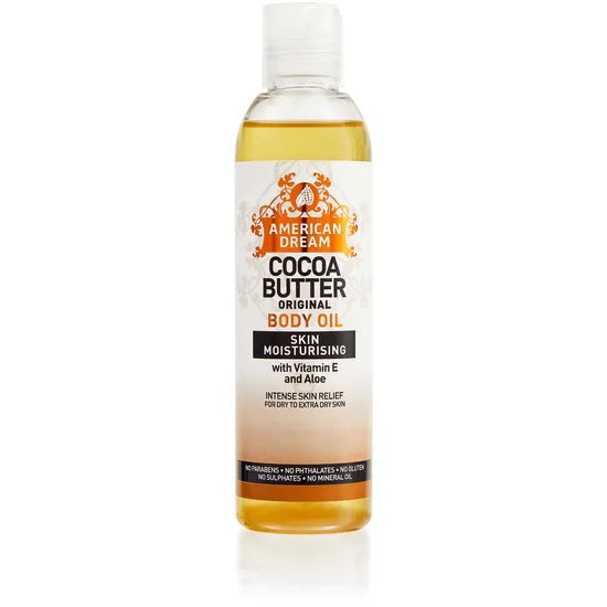 American Dream Cocoa Butter Original Body Oil Skin Moisturising With Vitamin E And Aloe 200ml