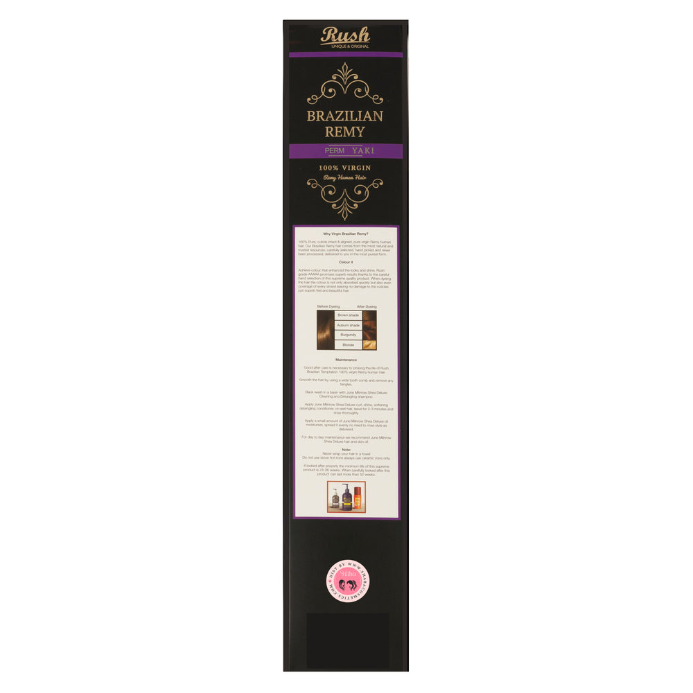 RUSH 100% BRAZILIAN VIRGIN REMY HUMAN HAIR PERM YAKI WEAVE