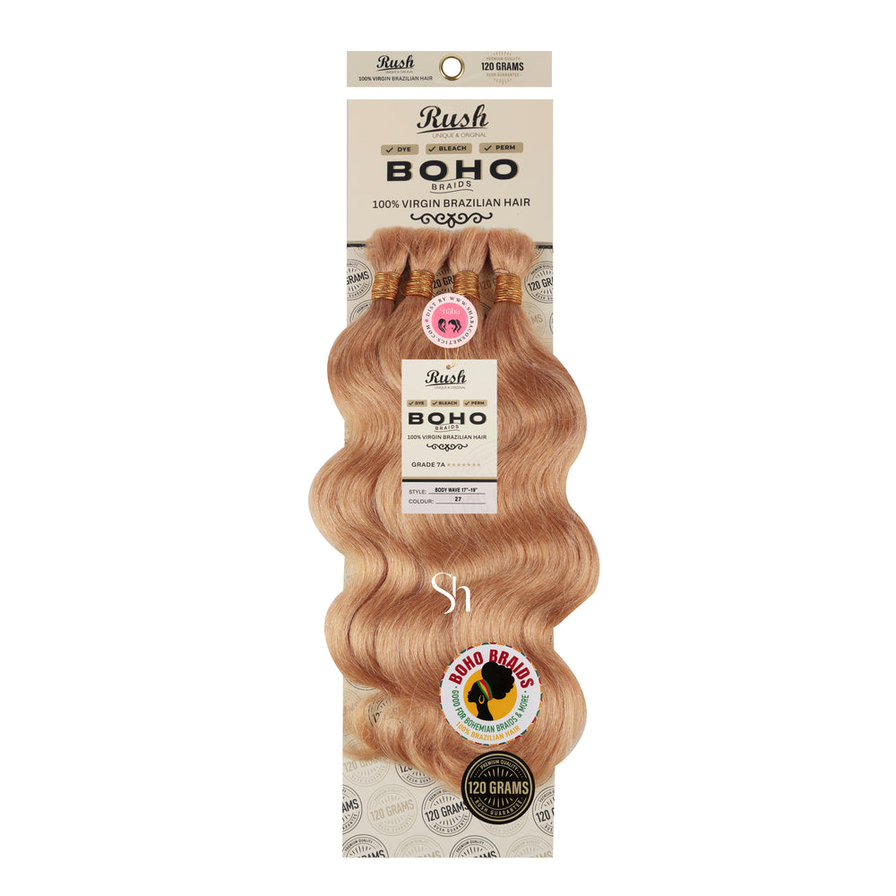 RUSH 100% Virgin Brazilian Boho Braids Body Wave Bulk 17"-19"