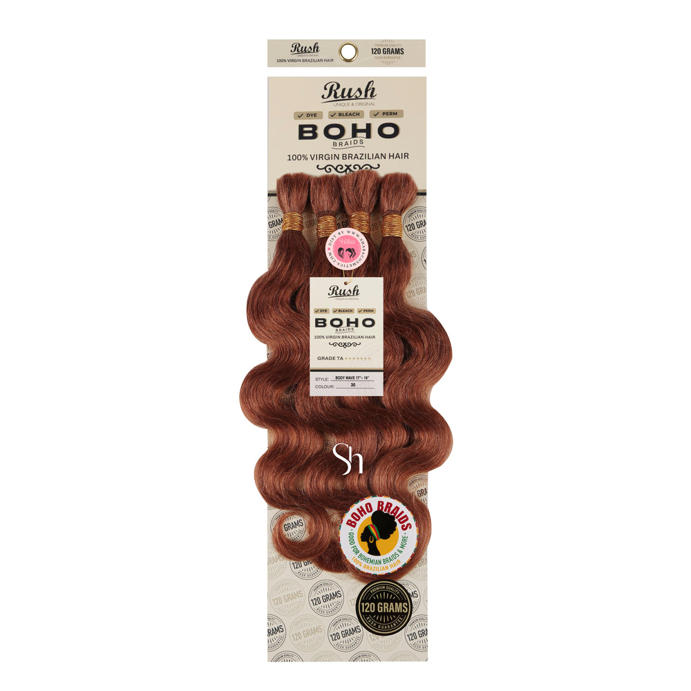 RUSH 100% Virgin Brazilian Boho Braids Body Wave Bulk 17"-19"