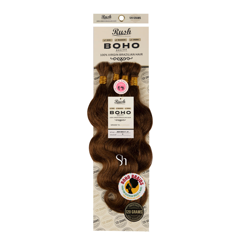 RUSH 100% Virgin Brazilian Boho Braids Body Wave Bulk 17"-19"