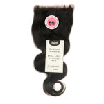 RUSH 100% Hand Crafted Brazilian Glamour Full Lace Closure 4x4 with Baby Hair Body Wave