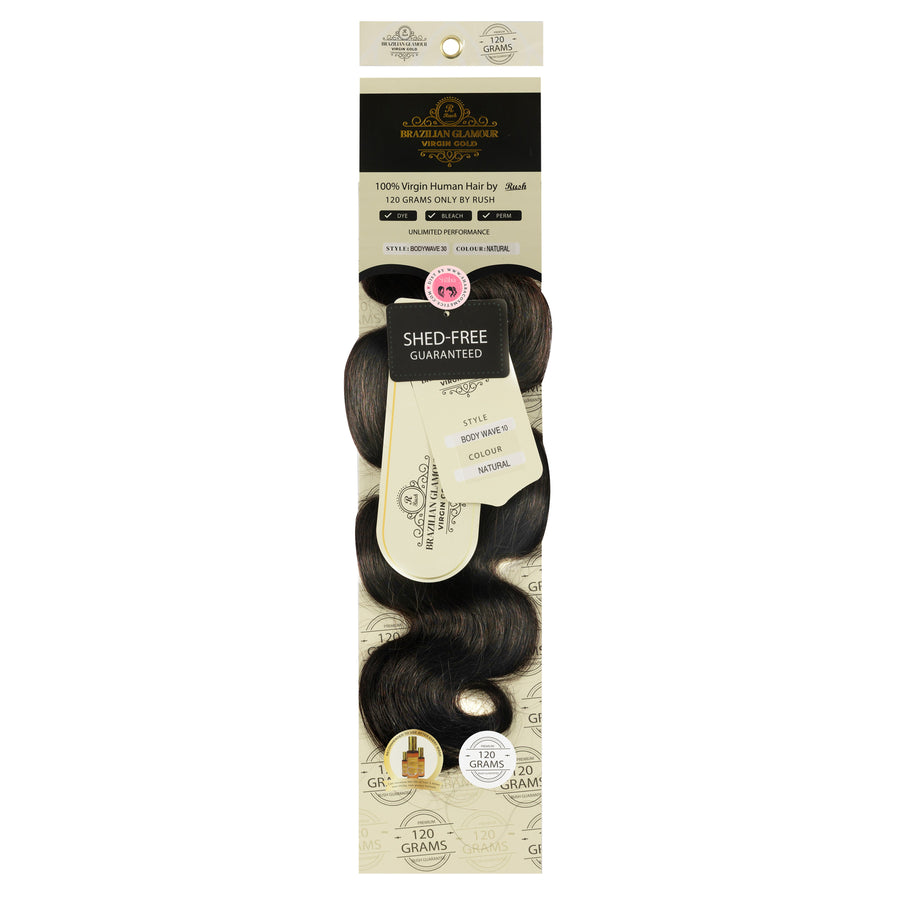 RUSH Brazilian Glamour Virgin Gold 100% Human Hair Body Wave Weave