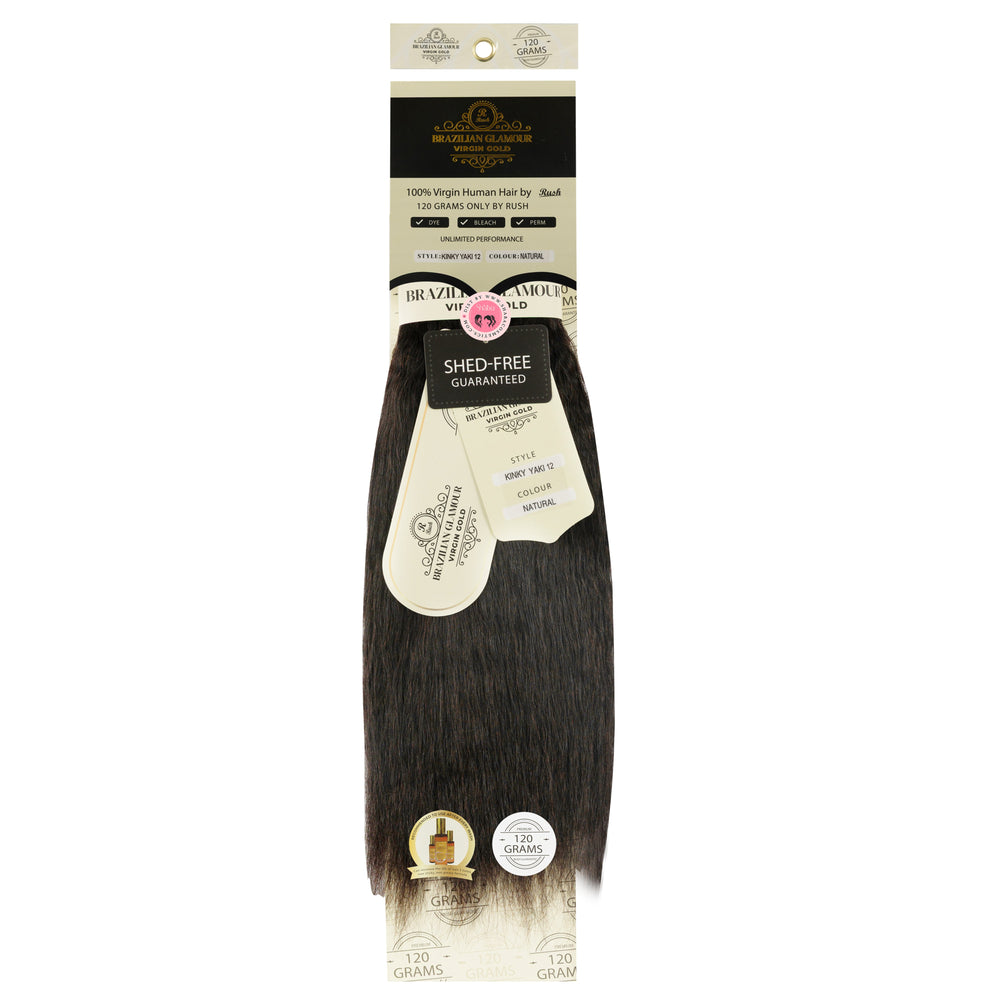 RUSH Brazilian Glamour Virgin Gold 100% Human Hair Kinky Yaki Weave