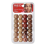 Red By Kiss Jumbo Wood Hair Beads (24pcs)  Colored Beads for Braid and Jewelry Making