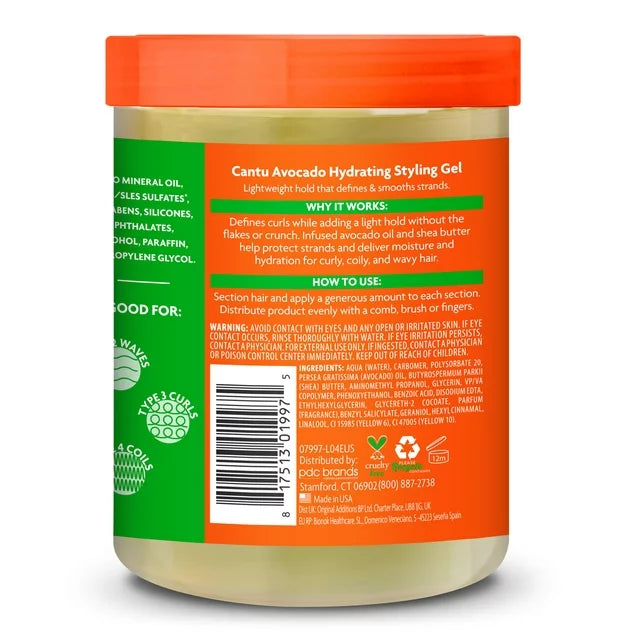 Cantu Avocado Paraben-Free Hydrating Styling Gel 524g/18.5oz