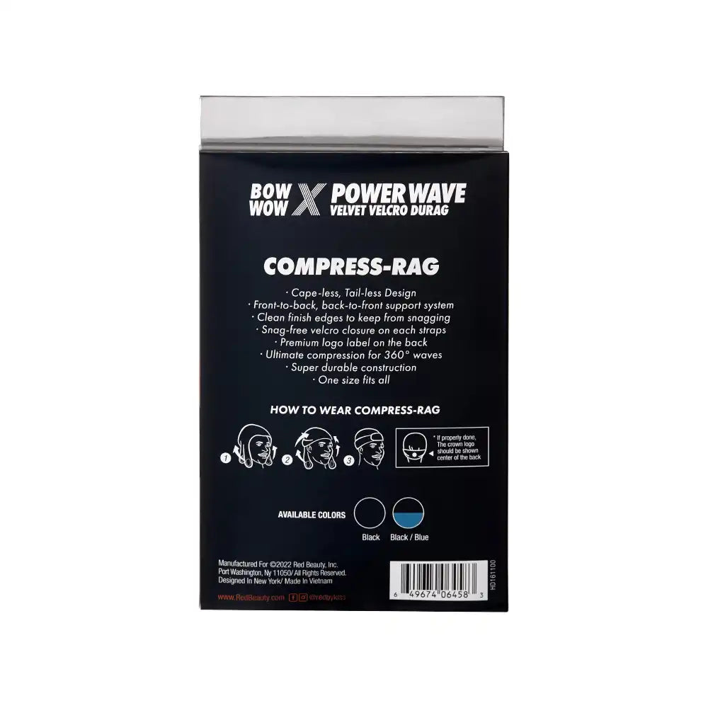 Red by Kiss BOW WOW X Power Wave Velvet Hook and Loop Fastener Compression Rag Black