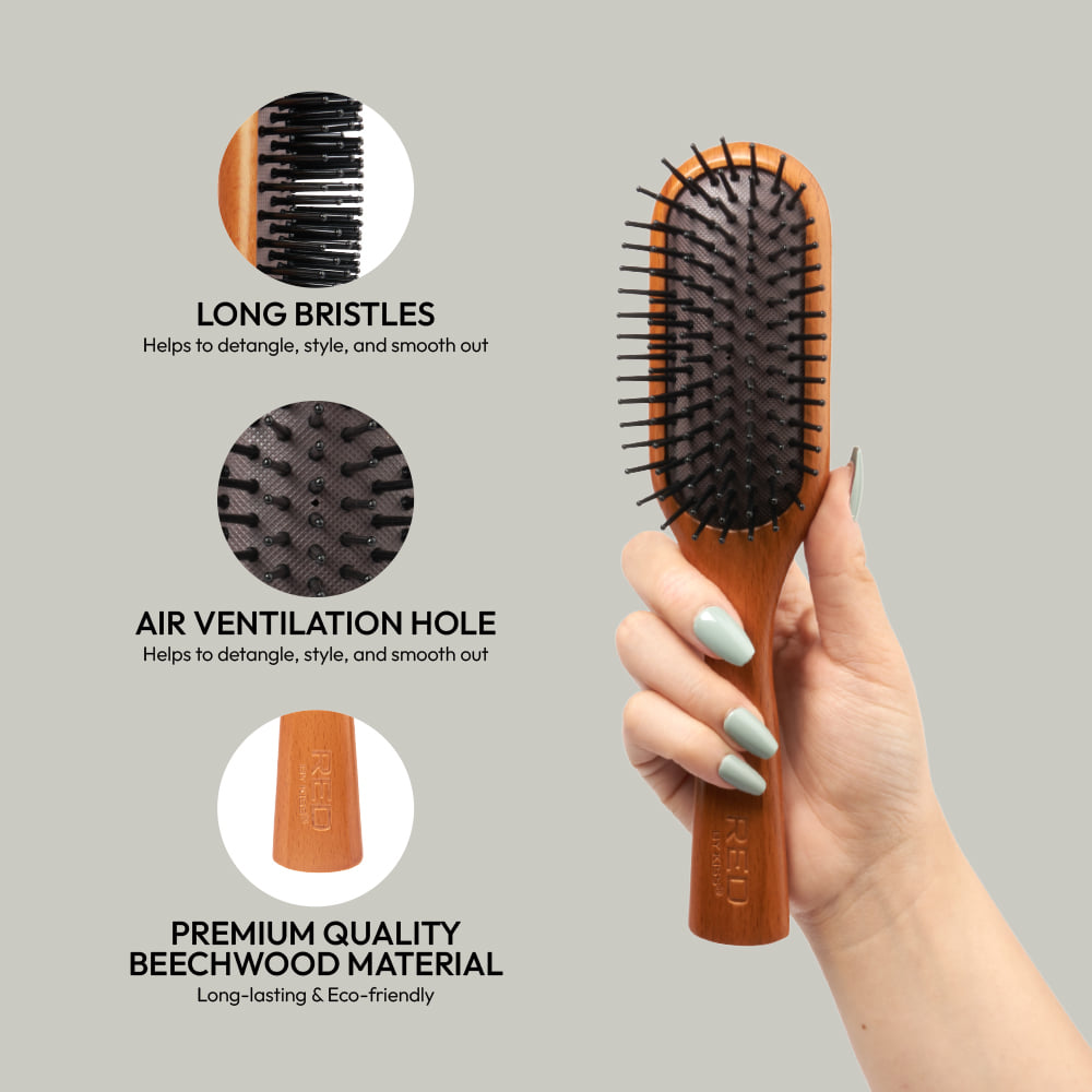 Red By Kiss Evergreen Wooden Styling Mini Hair Brush