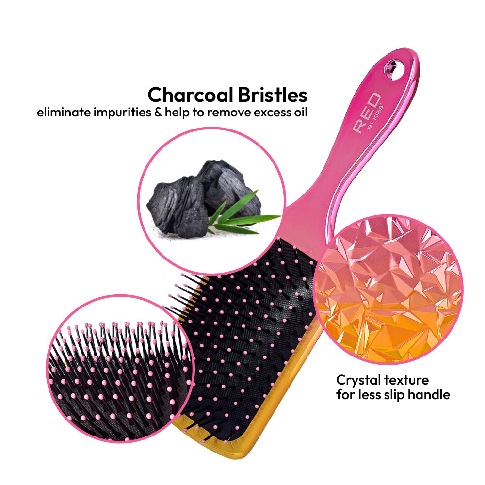 Red By Kiss Crystal Charcoal Brush – Square  Charcoal Infused Brush