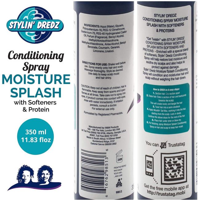 Stylin' Dredz Moisture Splash Conditioning Braid Spray 350ML