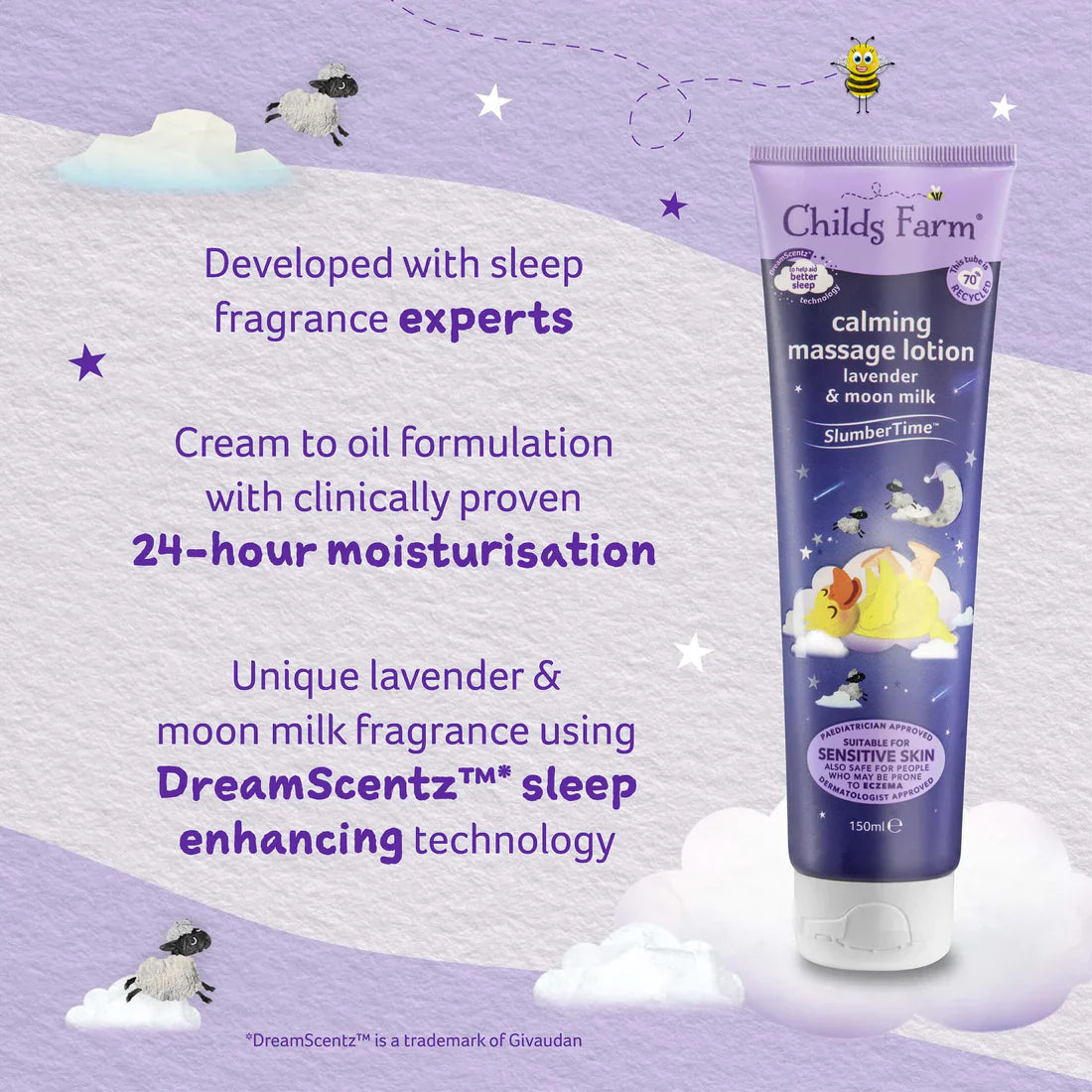 Childs Farm Sensitive Skin Experts Lavender & Moon Milk Calming Massage Lotion 150ml