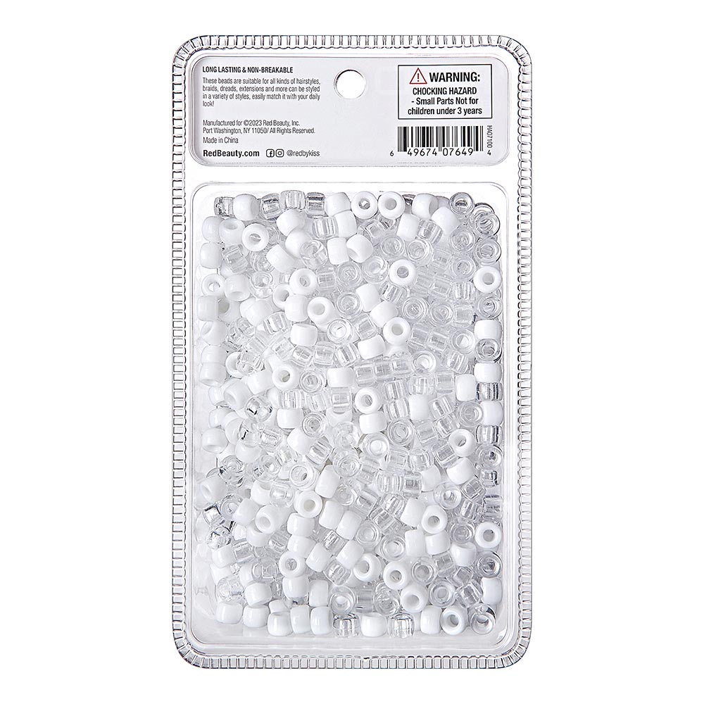 Red By Kiss Regular Hair Beads (1000pcs) White&Clear