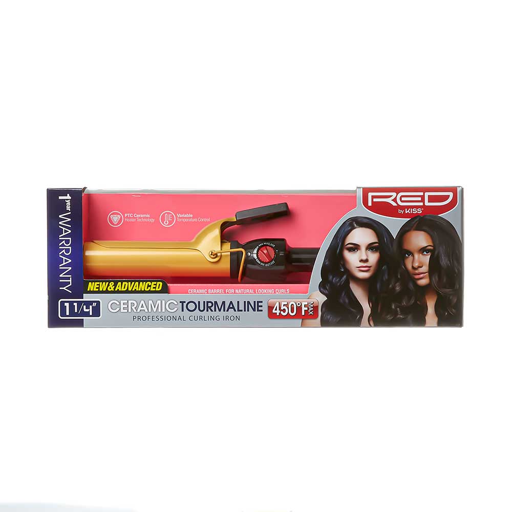 Red By Kiss Ceramic Tourmaline Professional Curling Iron 11/4"