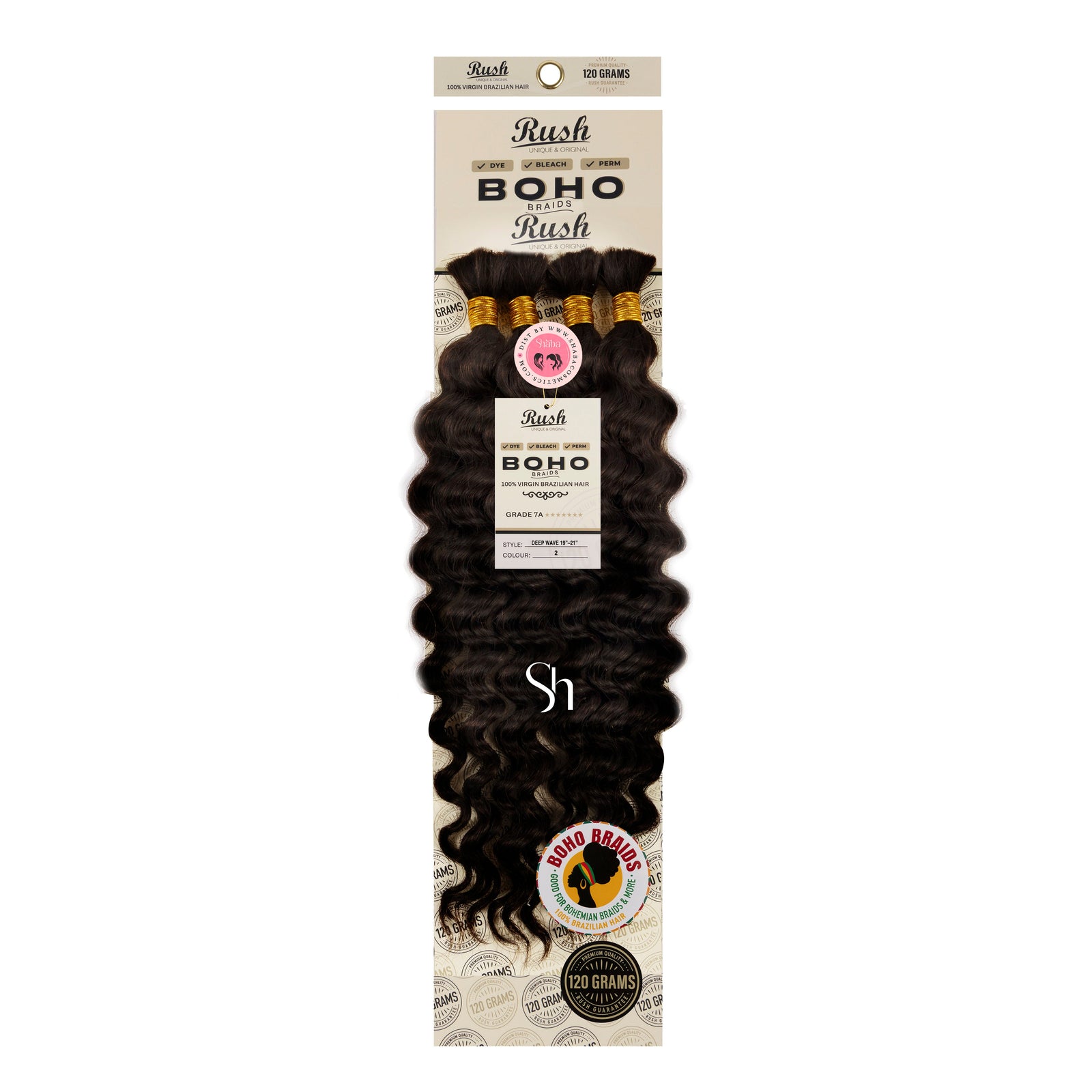 RUSH 100% Virgin Brazilian Boho Braids Deep Wave Bulk 19"-21"