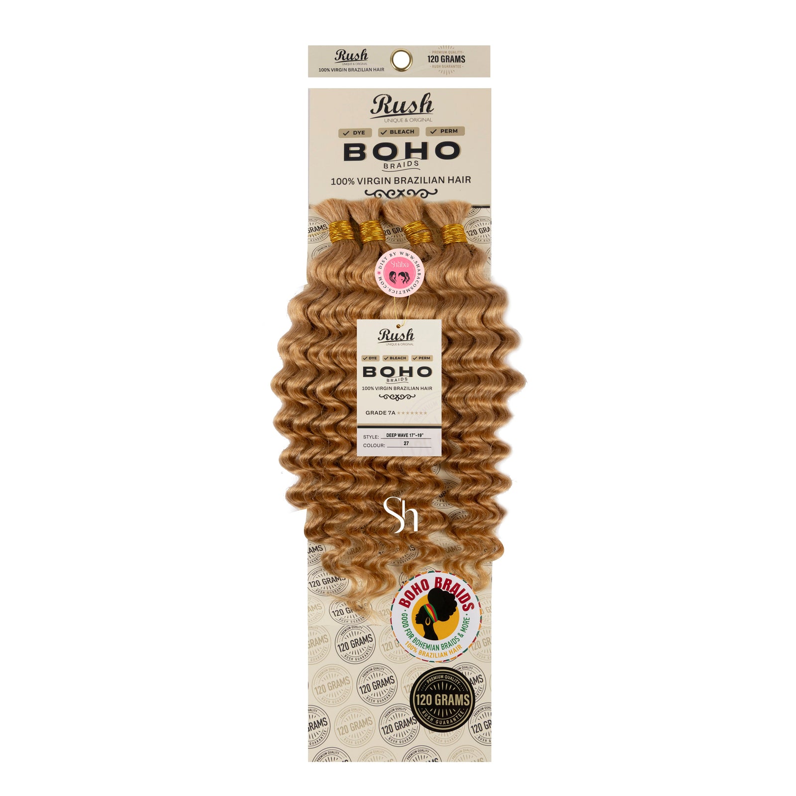 RUSH 100% Virgin Brazilian Boho Braids Deep Wave Bulk 17”-19”