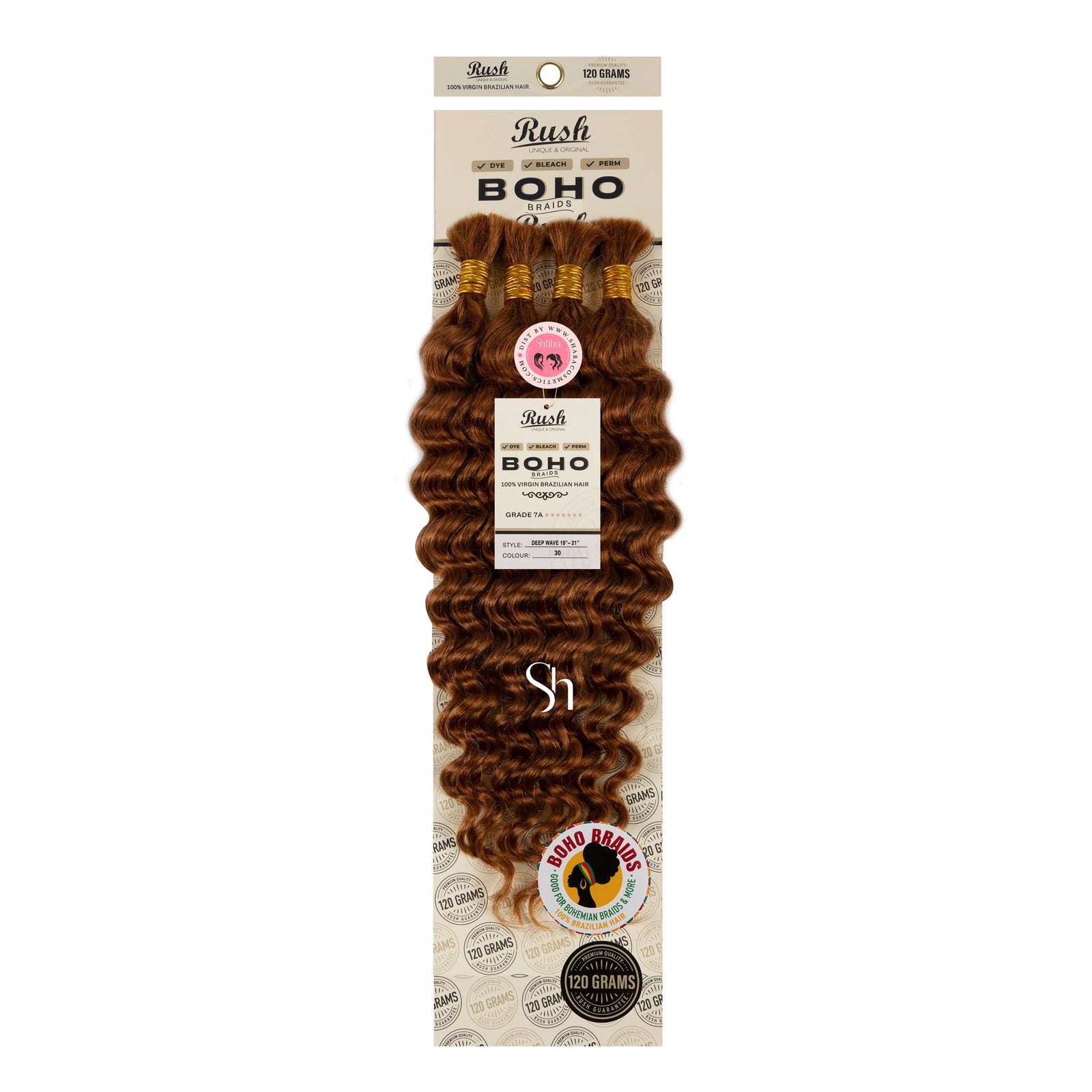 RUSH 100% Virgin Brazilian Boho Braids Deep Wave Bulk 19"-21"