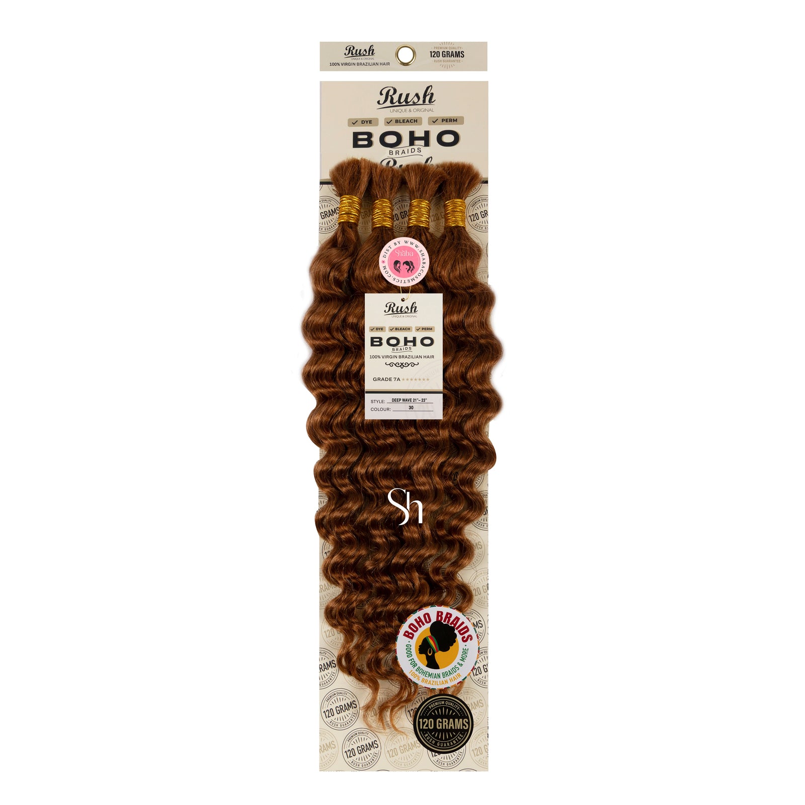RUSH 100% Virgin Brazilian Boho Braids Deep Wave Bulk 21"-23"