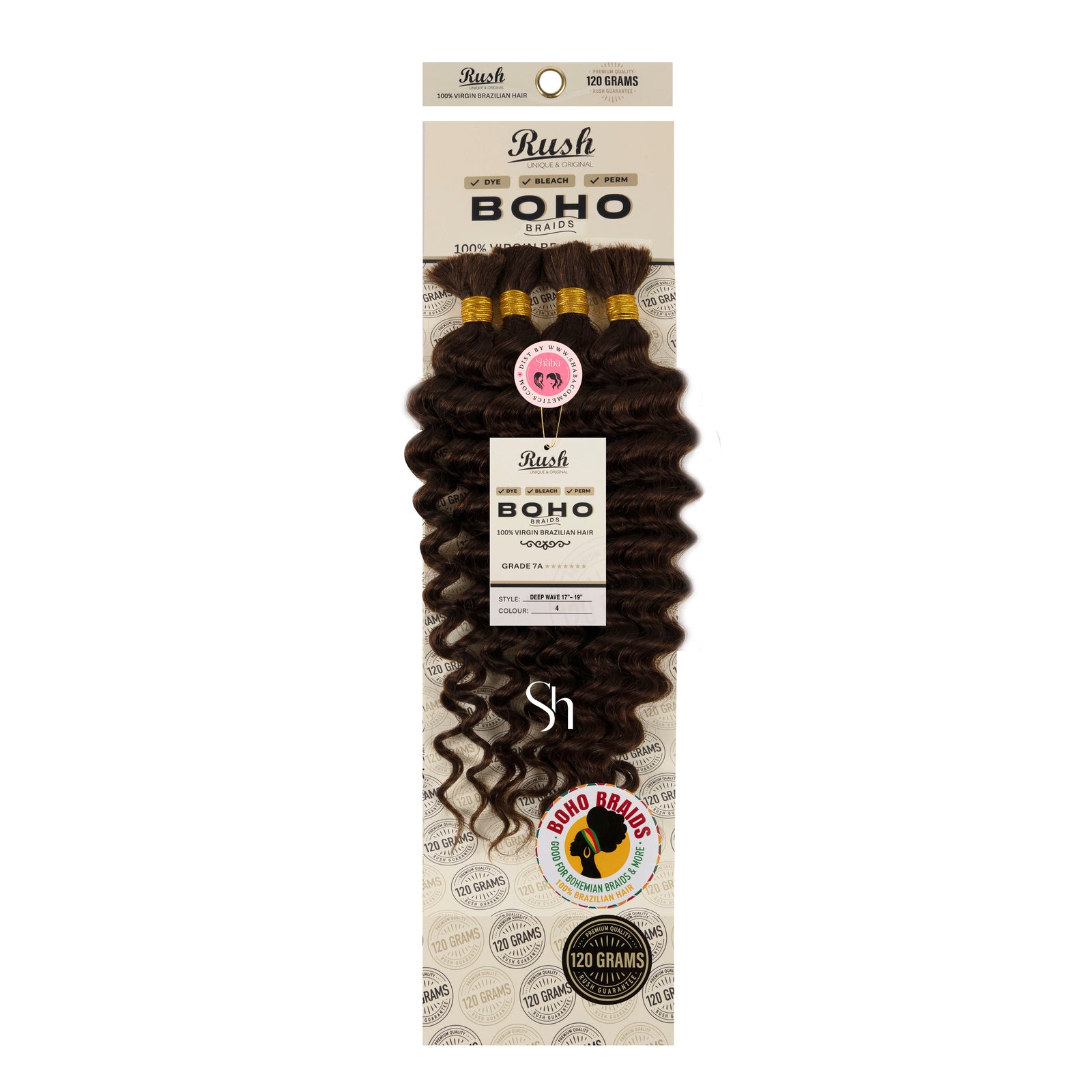 RUSH 100% Virgin Brazilian Boho Braids Deep Wave Bulk 17”-19”