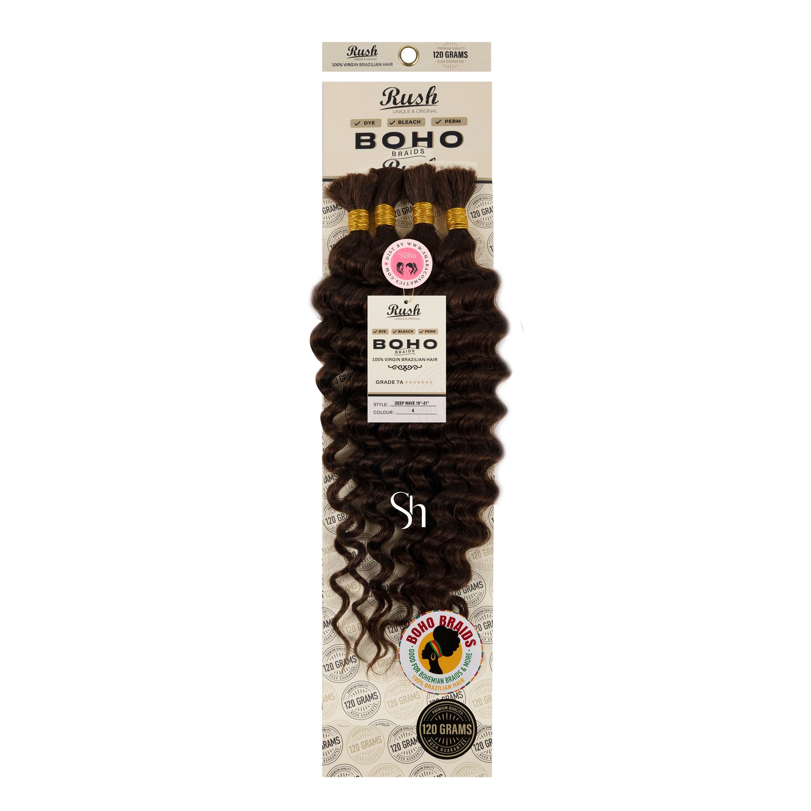 RUSH 100% Virgin Brazilian Boho Braids Deep Wave Bulk 19"-21"