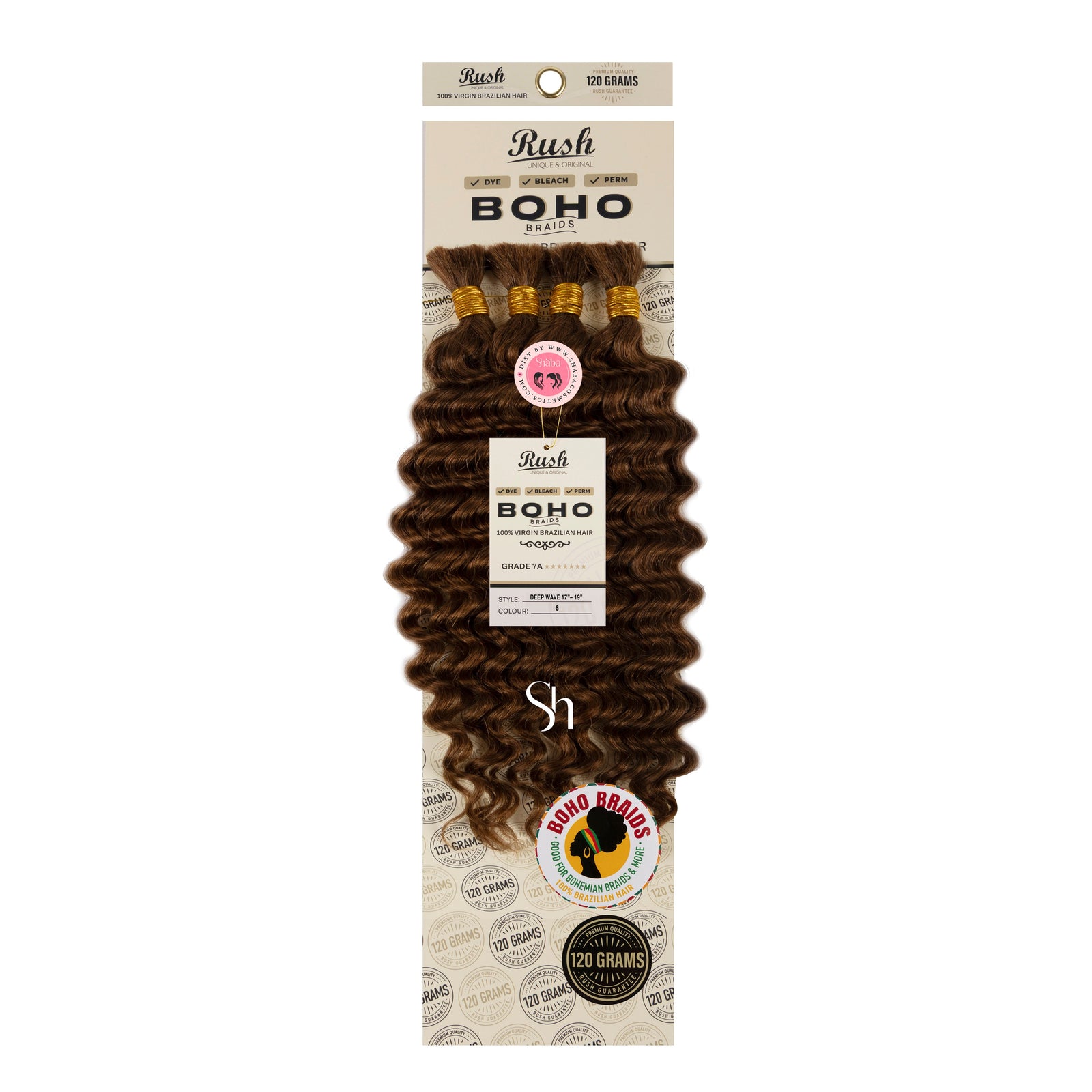RUSH 100% Virgin Brazilian Boho Braids Deep Wave Bulk 17”-19”
