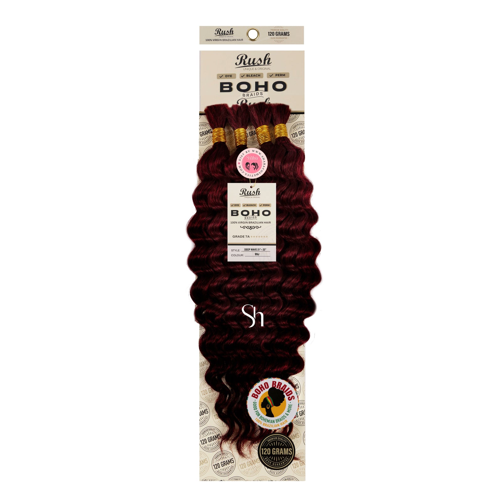 RUSH 100% Virgin Brazilian Boho Braids Deep Wave Bulk 21"-23"