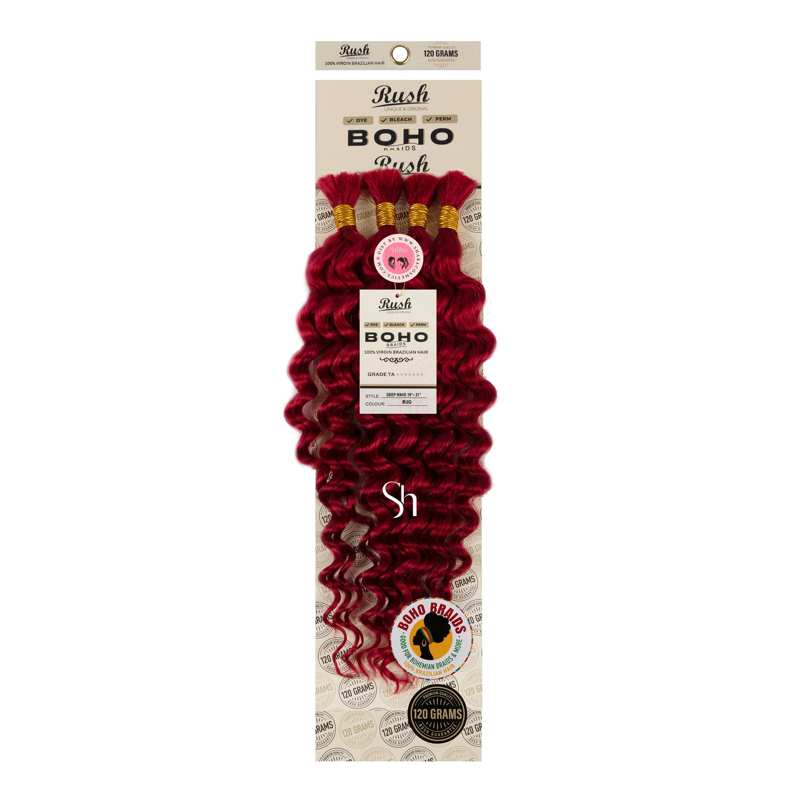 RUSH 100% Virgin Brazilian Boho Braids Deep Wave Bulk 19"-21"