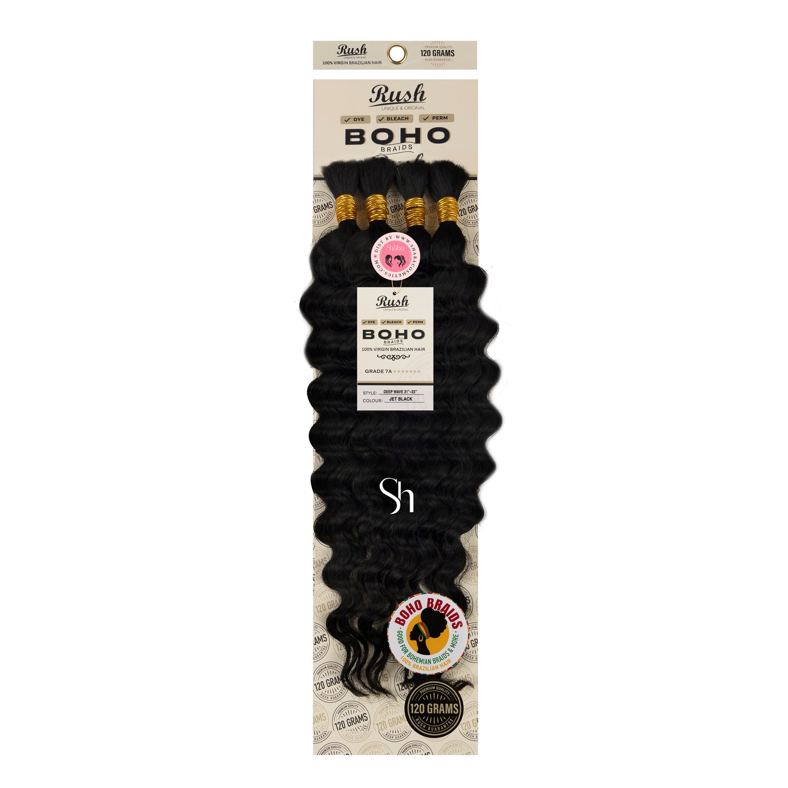 RUSH 100% Virgin Brazilian Boho Braids Deep Wave Bulk 21"-23"