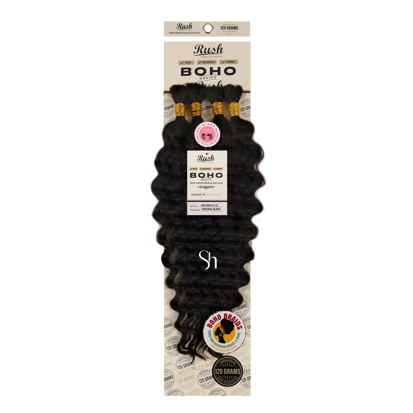 RUSH 100% Virgin Brazilian Boho Braids Deep Wave Bulk 19"-21"