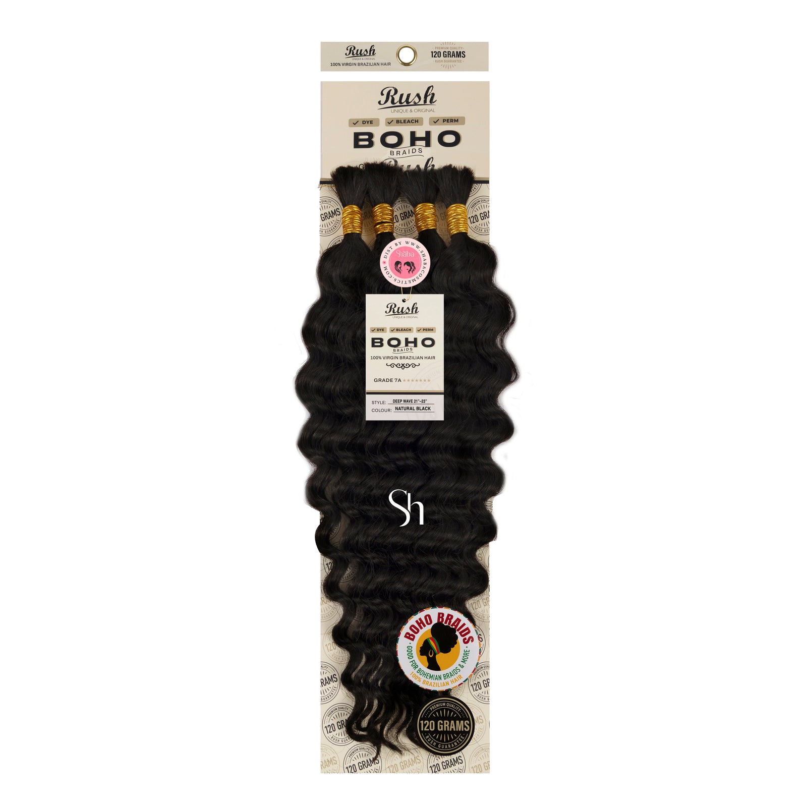 RUSH 100% Virgin Brazilian Boho Braids Deep Wave Bulk 21"-23"
