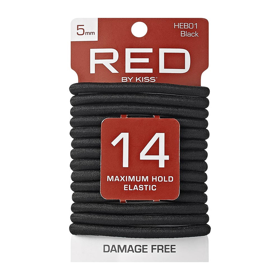 Red By Kiss Elastic Hair Band 5mm (14ct) Black
