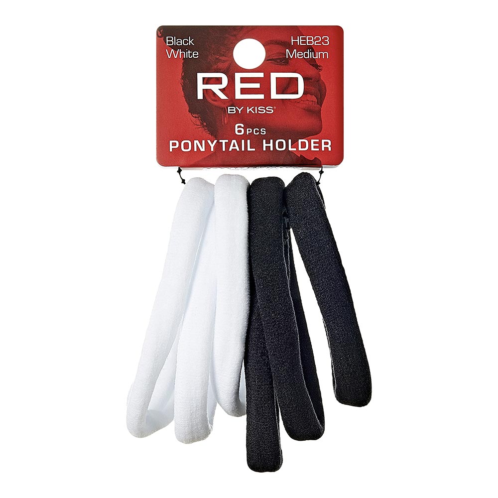 Red By Kiss Ponytail Holder Black&White Medium