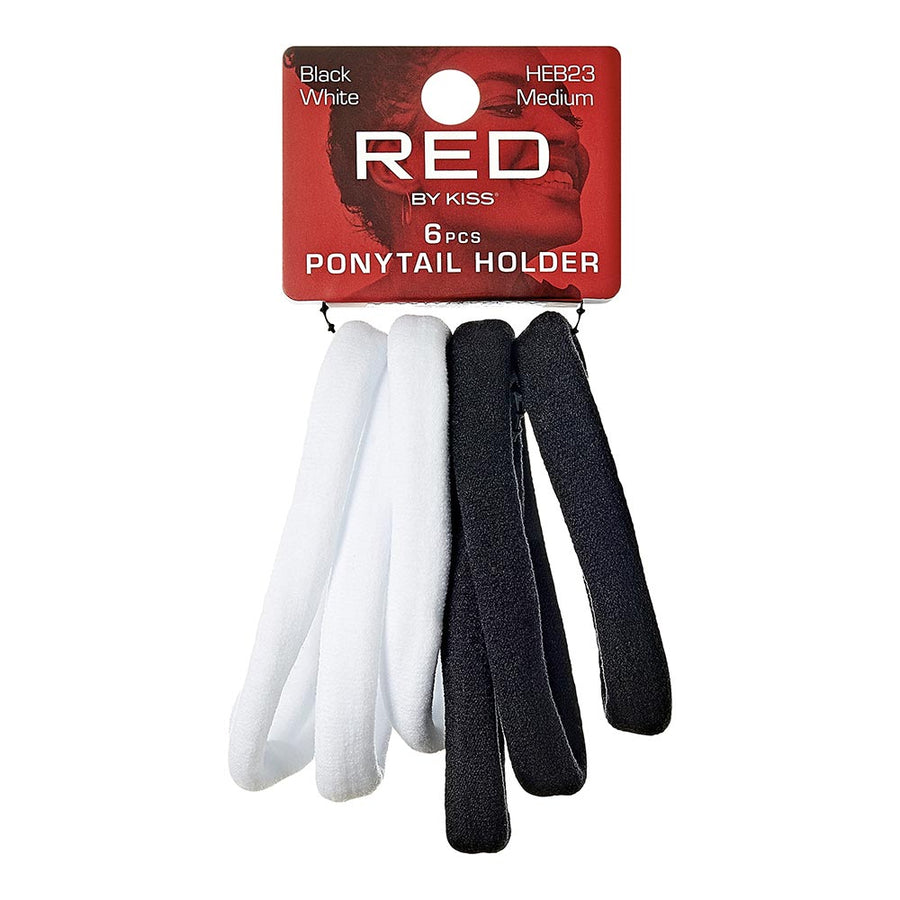 Red By Kiss Ponytail Holder Black&White Medium