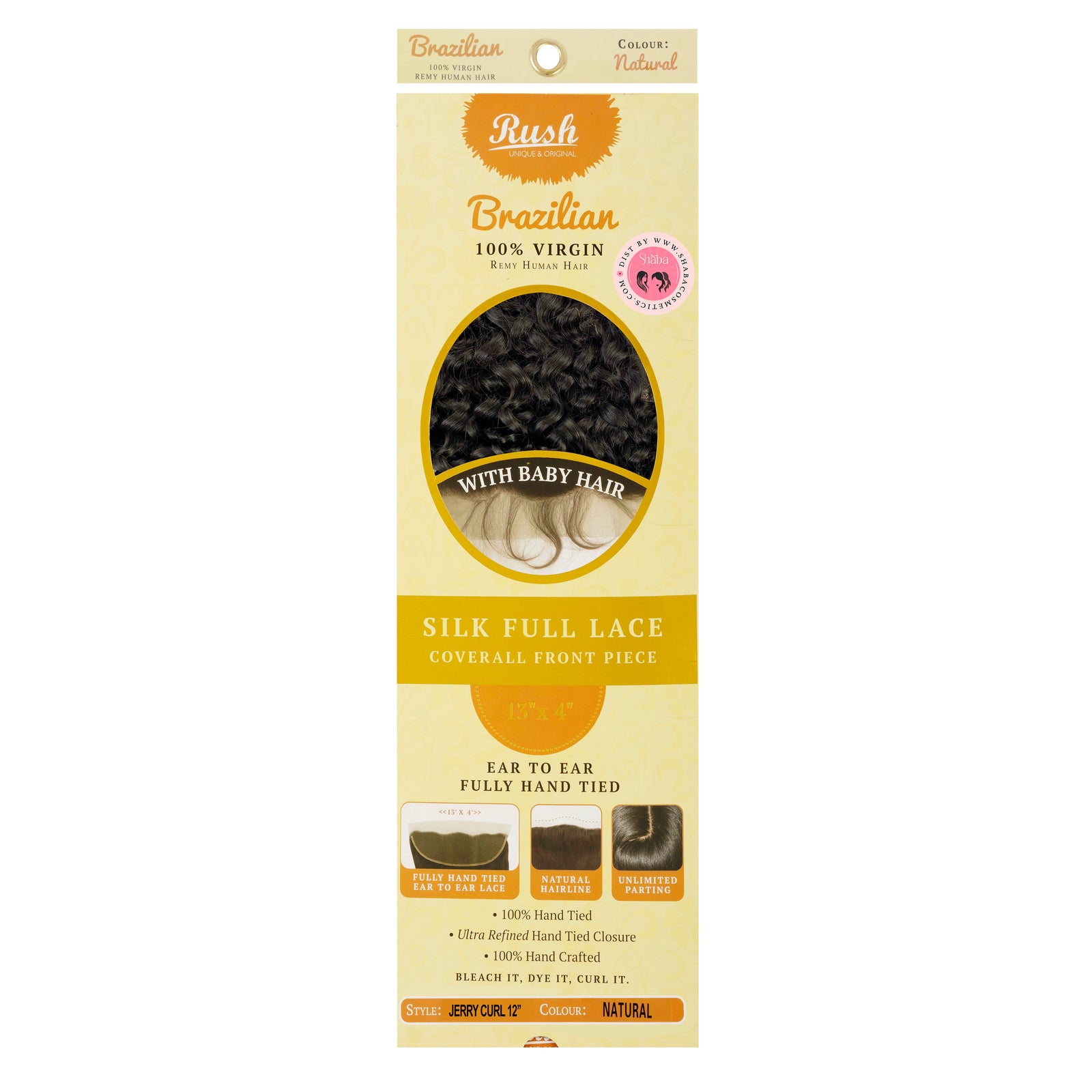 RUSH Temptation 100% Virgin Brazilian Full HD Frontal Ear to Ear 13"x4" Jerry Curl