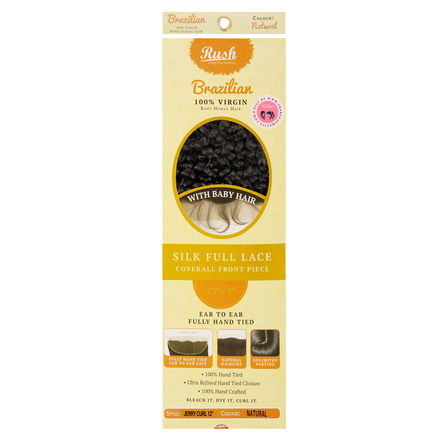 RUSH Temptation 100% Virgin Brazilian Full HD Frontal Ear to Ear 13"x4" Jerry Curl
