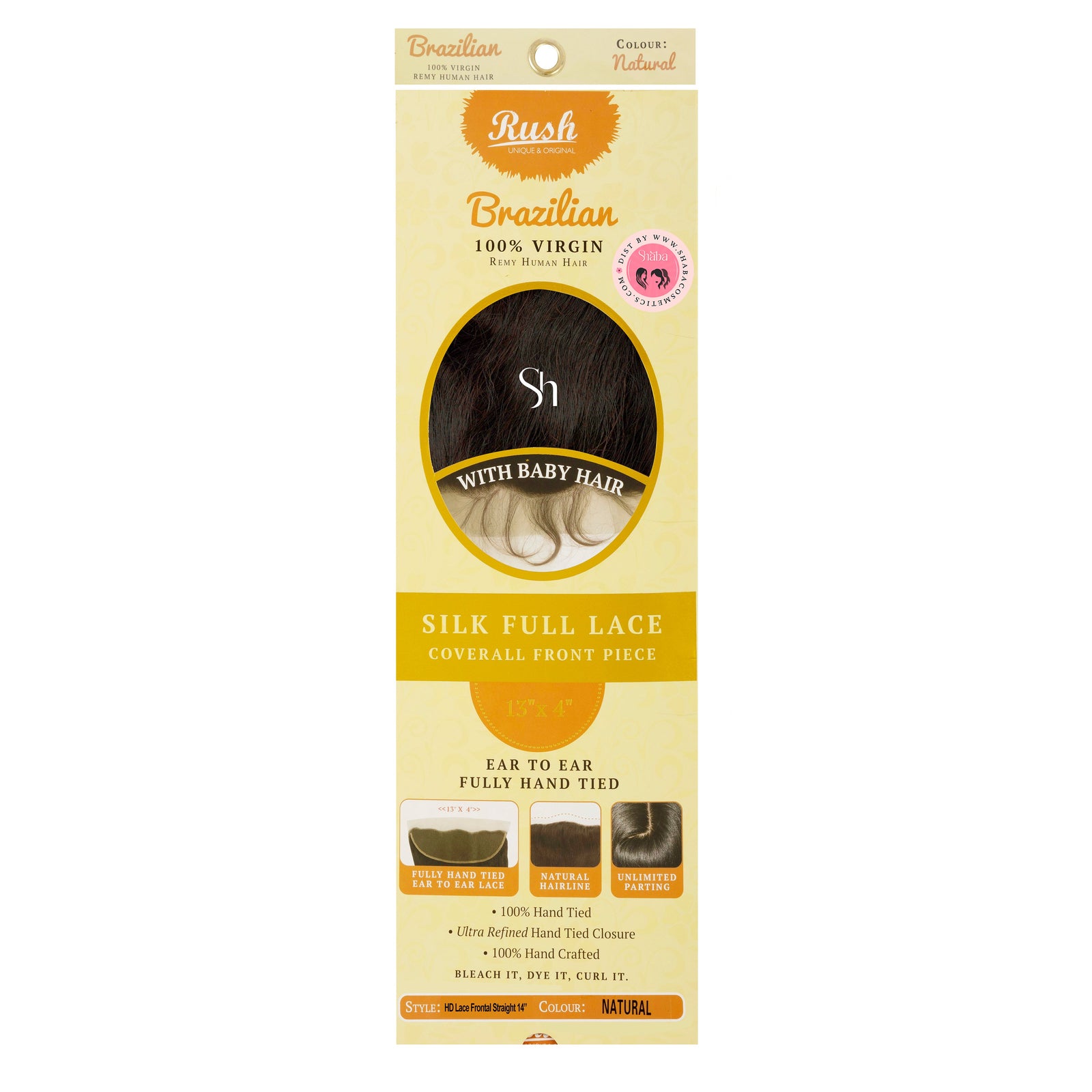 RUSH Temptation 100% Virgin Brazilian Full HD Frontal Ear to Ear 13"x4" Straight