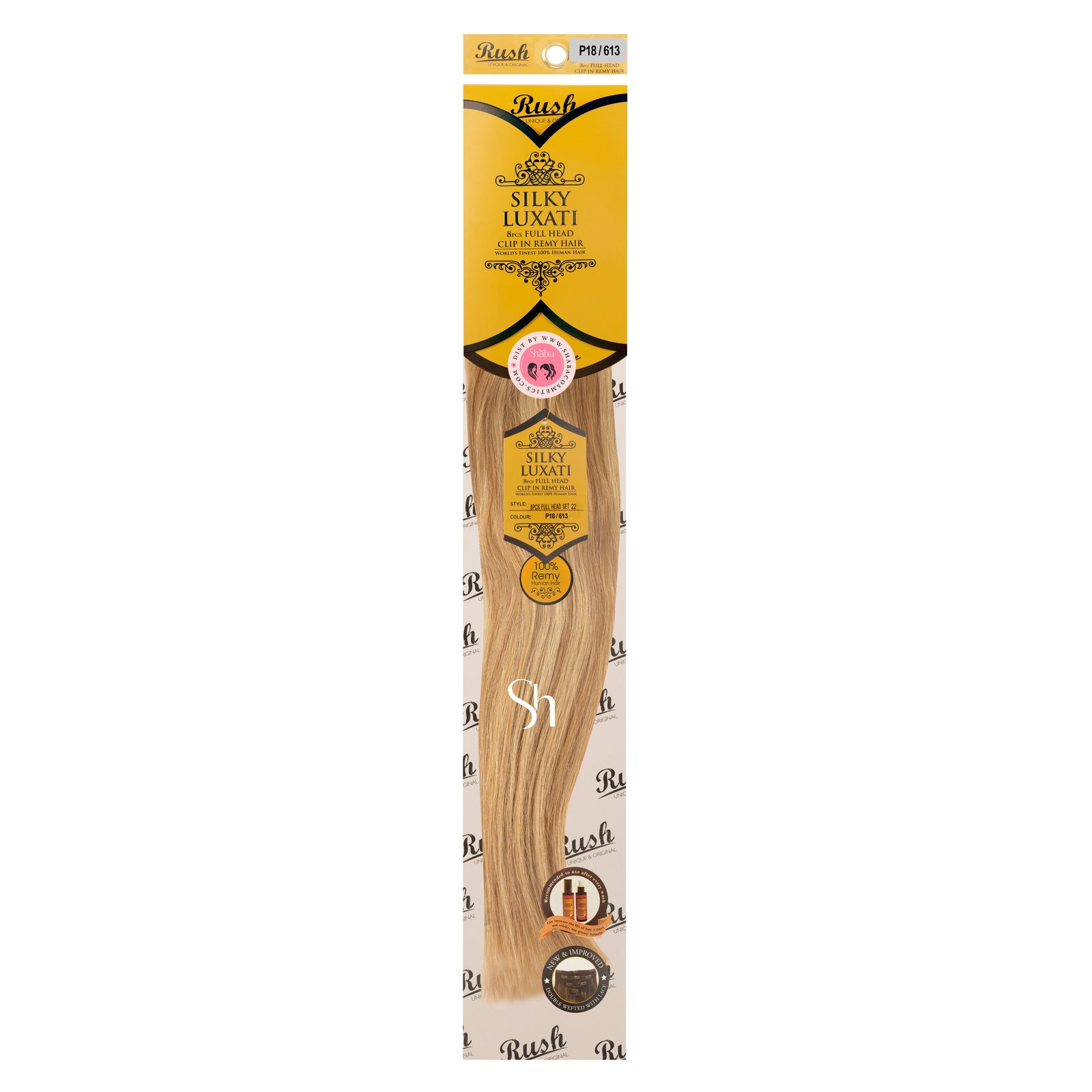 RUSH Silky Luxati 22" Straight 8pcs Full Head Clip-In 100% Human Remy Hair