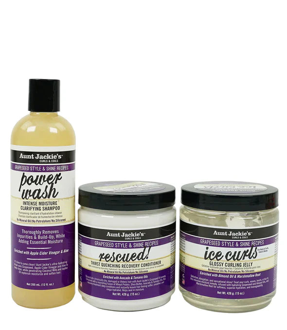 Aunt Jackie's Curls & coils  Grapeseed Power Wash kit