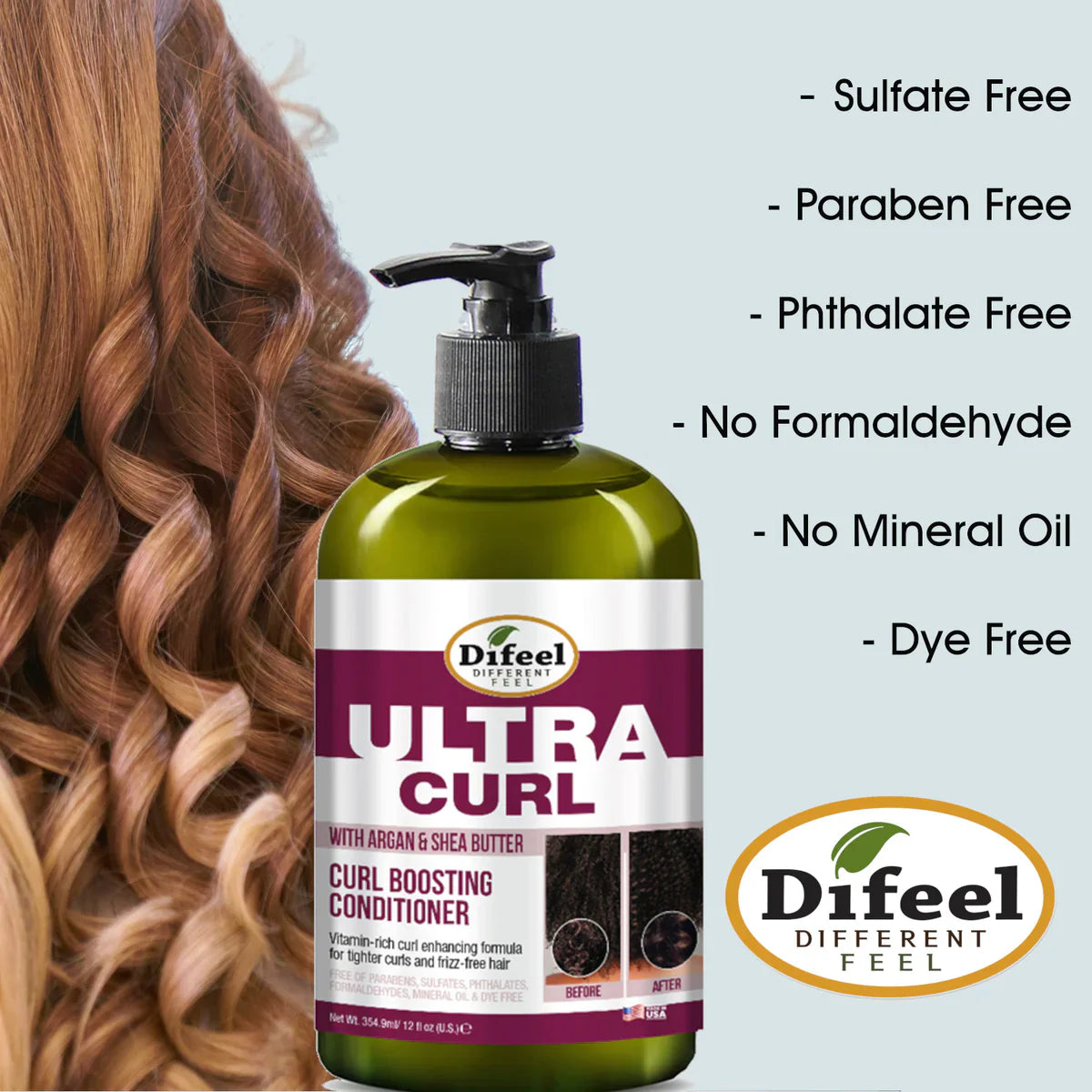 Difeel Ultra Curl with Argan & Shea Butter Curl Boosting Conditioner 12oz