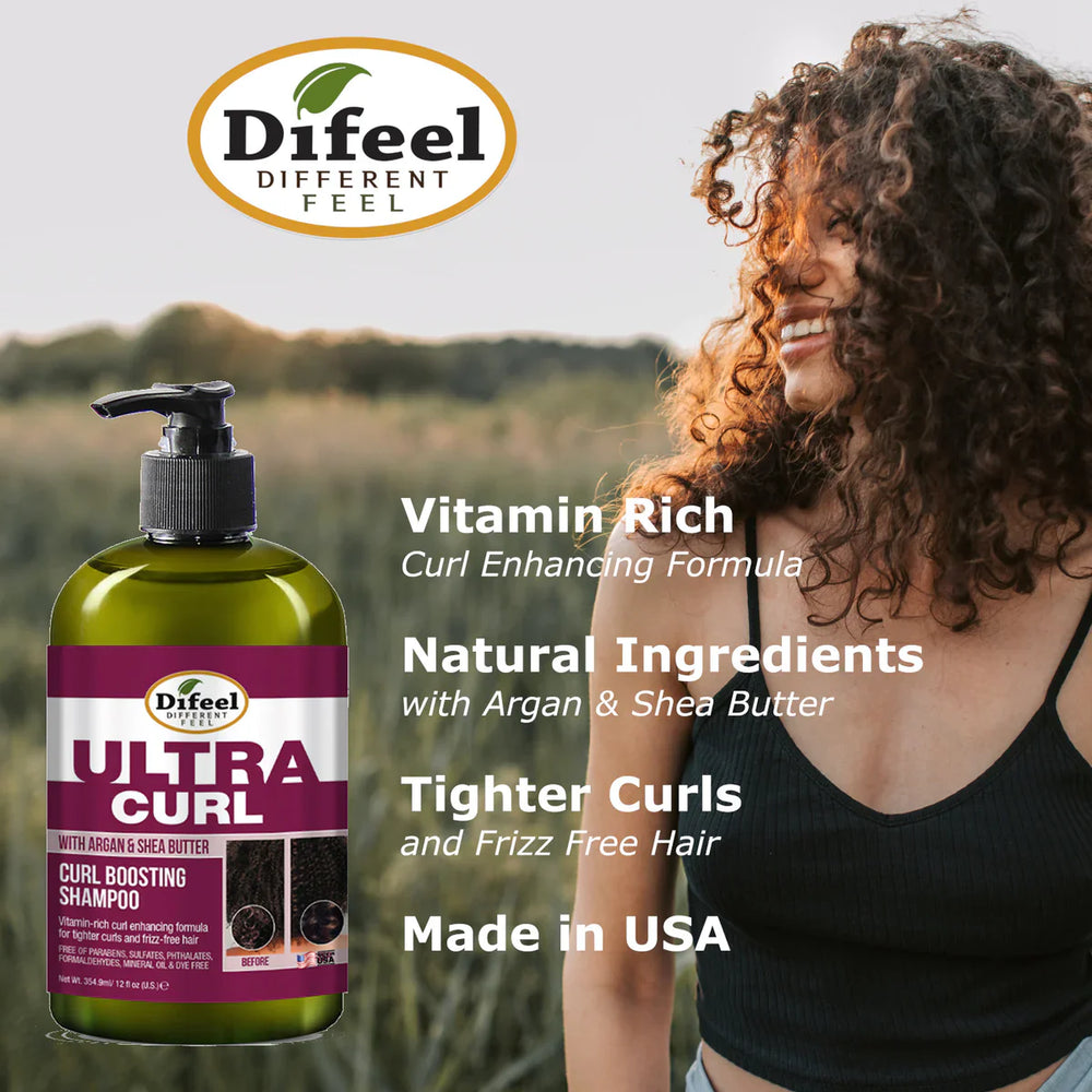 Difeel Ultra Curl with Argan & Shea Butter Curl Boosting Shampoo 12oz