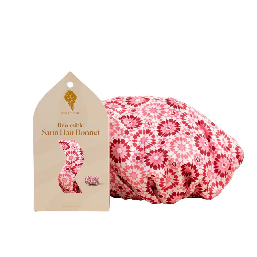 Bounce Curl Reversible Satin Hair Bonnet Pink