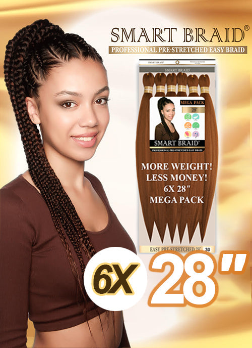 Smart Braid Pre-Stretched Braiding Hair 28" -6X Pack