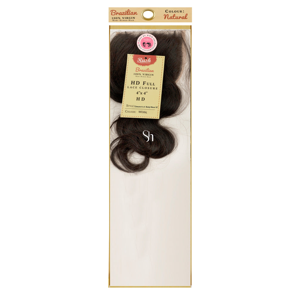RUSH Temptation 100% Virgin Brazilian Full HD Lace Closure Body Wave 4x4