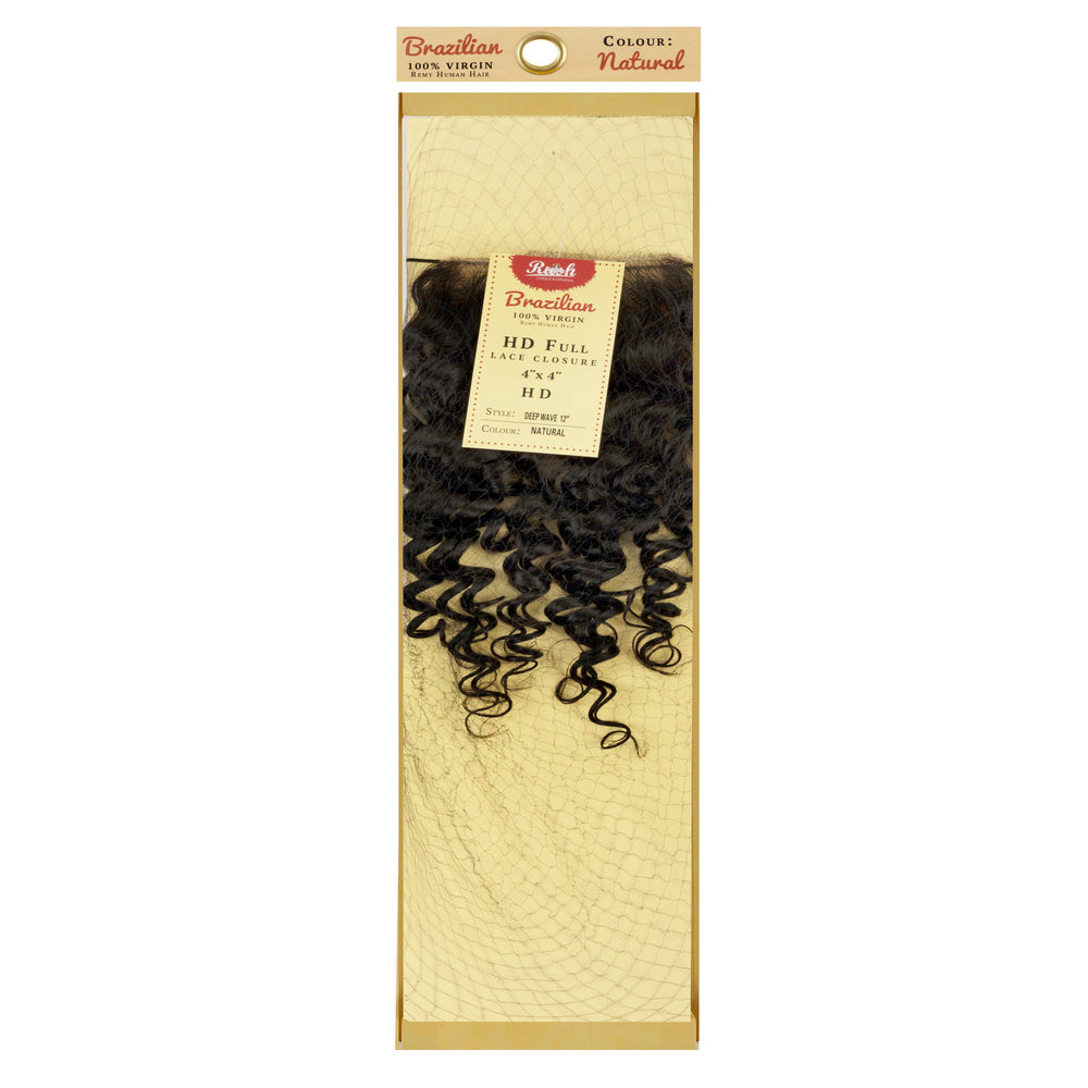 RUSH Temptation 100% Virgin Brazilian Full HD Lace Closure Deep Wave 4x4
