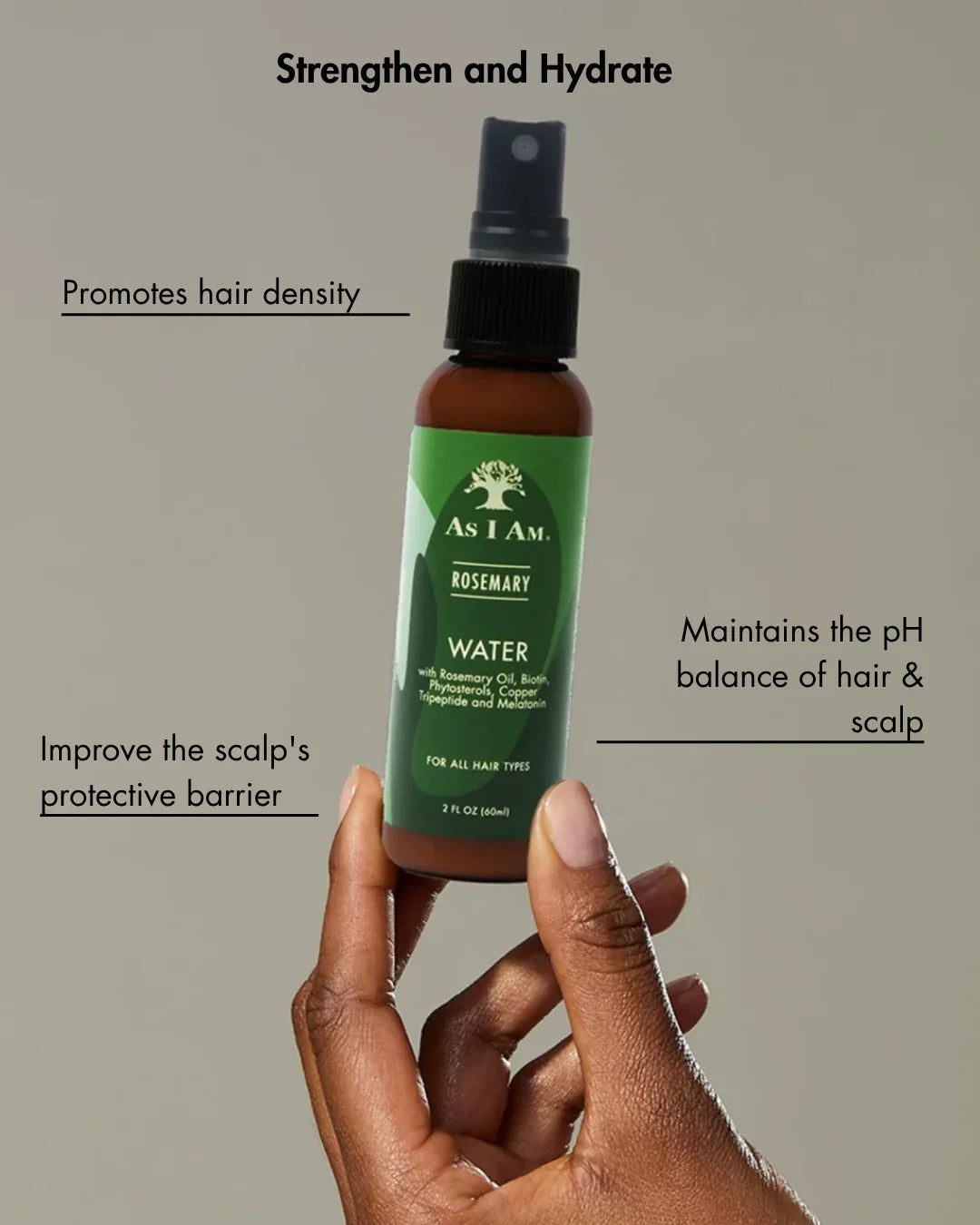 As I Am Rosemary Water for Scalp Refresh & Hydration 60ml/2oz